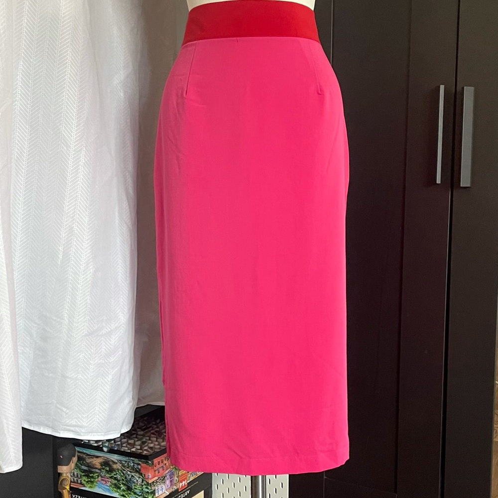 Color Block Waist Vintage Inspired Pencil Skirt with Red Lining- M Never Worn